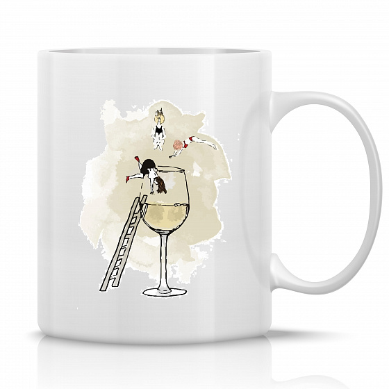 SKOK DO VÍNA - klasický bílý keramický hrníček 300 ml