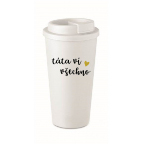 TÁTA VÍ VŠECHNO - bílý termohrnek 475 ml