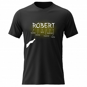 Pánské bavlněné tričko s potiskem - VLASTNOSTI - ROBERT - černé