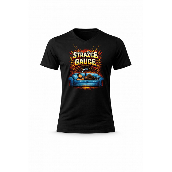 Pánské bavlněné tričko s potiskem - STRÁŽCE GAUČE - černé