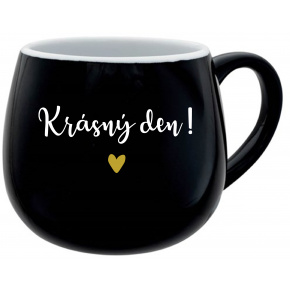 KRÁSNÝ DEN! - černý keramický hrníček 300 ml