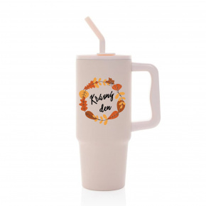 KRÁSNÝ DEN (PODZIM) - růžový cestovní termohrnek 900 ml  