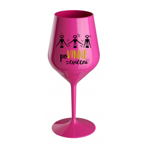 POVINNÉ CVIČENÍ - růžová nerozbitná sklenice na víno 470 ml