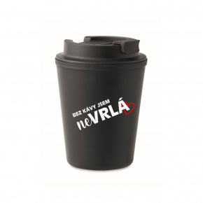 BEZ KÁVY JSEM NEVRLÁ - černý termohrnek 300 ml