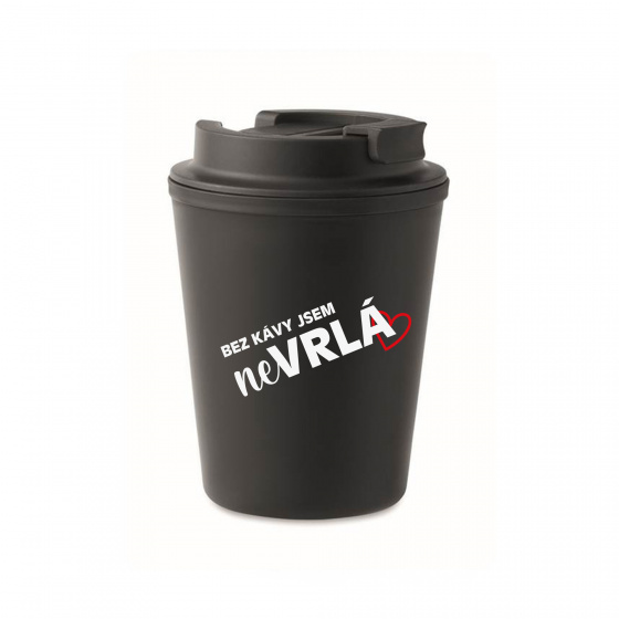 BEZ KÁVY JSEM NEVRLÁ - černý termohrnek 300 ml