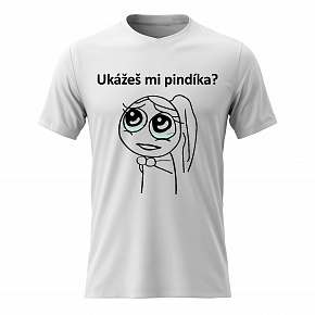 Dámské bavlněné tričko s potiskem - UKÁŽEŠ MI PINDÍKA? - bílé