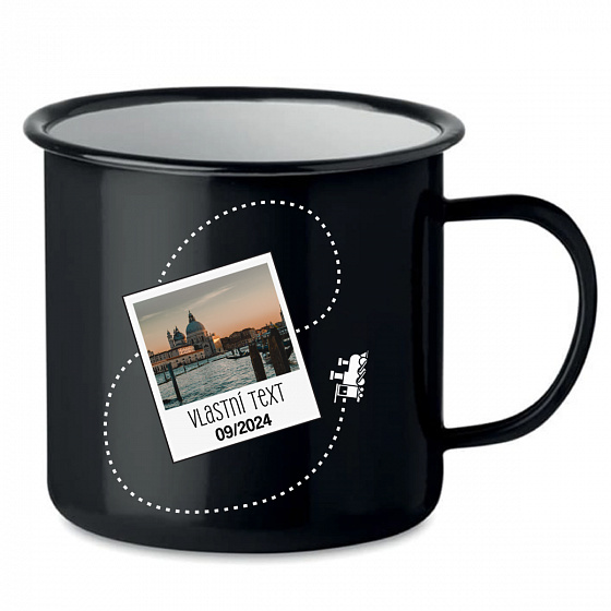 Personalizovaný retro plecháček s fotkou a cestovatelským motivem 