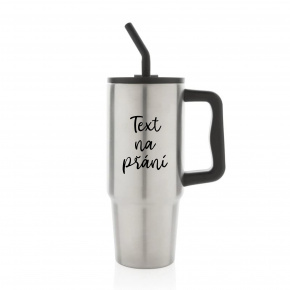 TEXT NA PŘÁNÍ - stříbrný cestovní termohrnek 900 ml  