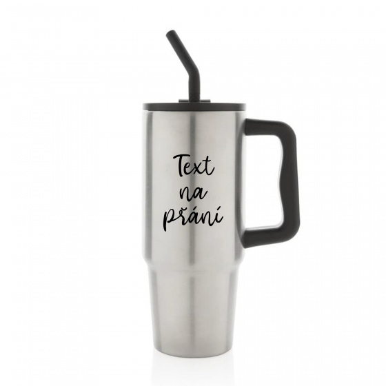 TEXT NA PŘÁNÍ - stříbrný cestovní termohrnek 900 ml  