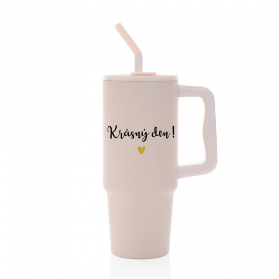 KRÁSNÝ DEN - růžový cestovní termohrnek 900 ml  