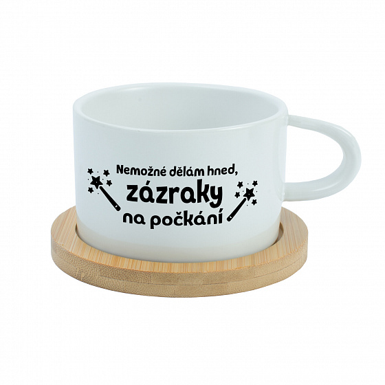 NEMOŽNÉ DĚLÁM HNED, ZÁZRAKY NA POČKÁNÍ - bílý hrníček makronka 200 ml