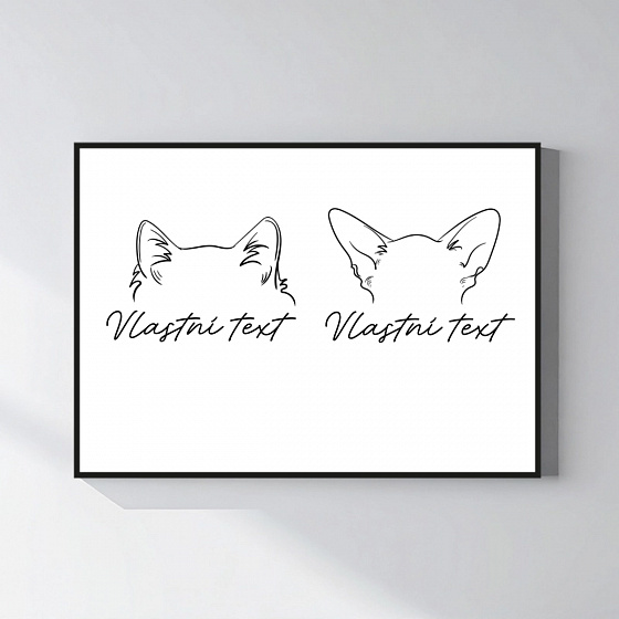 Personalizovaný magický fotoobraz v rámu - 50x70 - zvířecí ouška