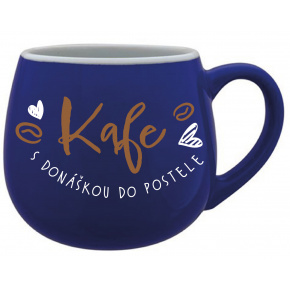 KAFE S DONÁŠKOU DO POSTELE - modrý keramický hrníček 300 ml