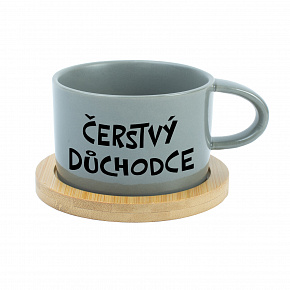 ČERSTVÝ DŮCHODCE - šedý hrníček makronka 200 ml