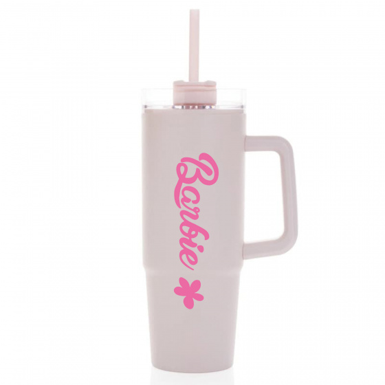 BARBIE - světle růžový cestovní hrnek s průhledným víčkem 900 ml  