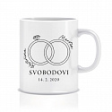 Personalizovaný klasický bílý keramický hrníček 300 ml s prstýnky a jmény