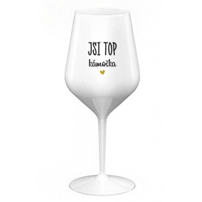 JSI TOP KÁMOŠKA - bílá nerozbitná sklenice na víno 470 ml