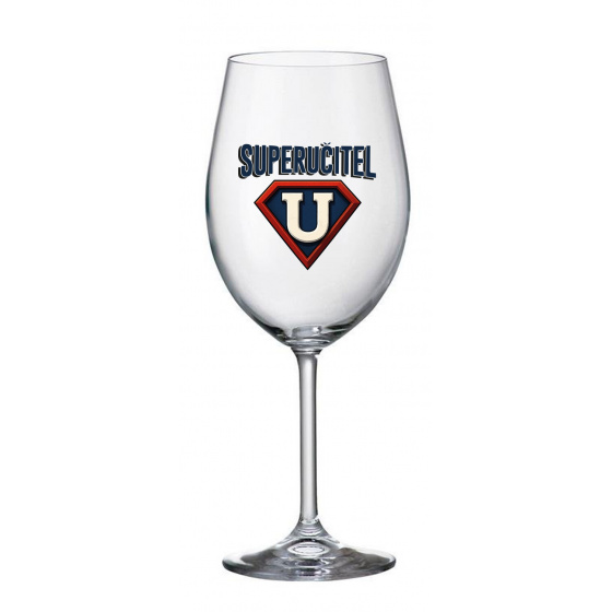 SUPERUČITEL (ZNAK) - čirá sklenice na víno 350 ml