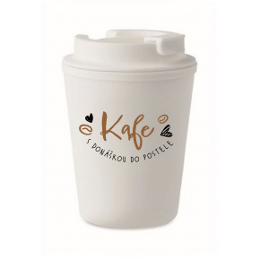 KAFE S DONÁŠKOU DO POSTELE - bílý termohrnek 300 ml