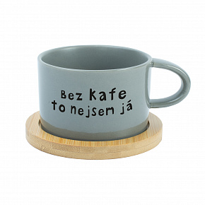 BEZ KAFE TO NEJSEM JÁ - šedý hrníček makronka 200 ml