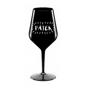 PÁTEK - černá nerozbitná sklenice na víno 470 ml