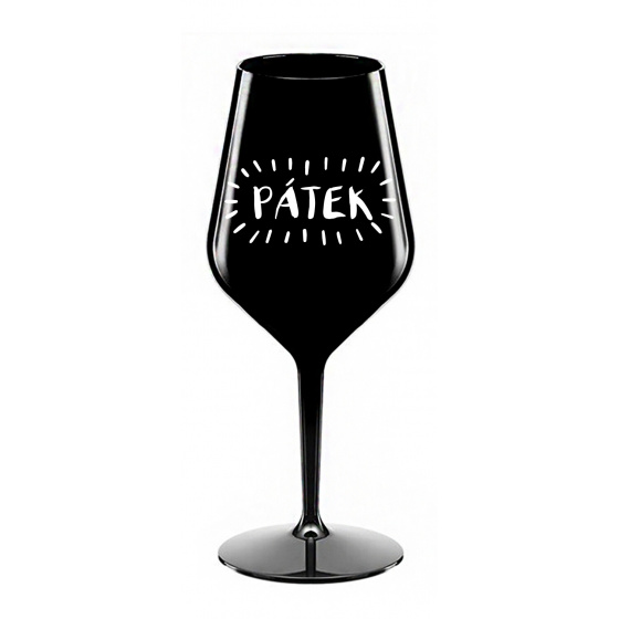 PÁTEK - černá nerozbitná sklenice na víno 470 ml