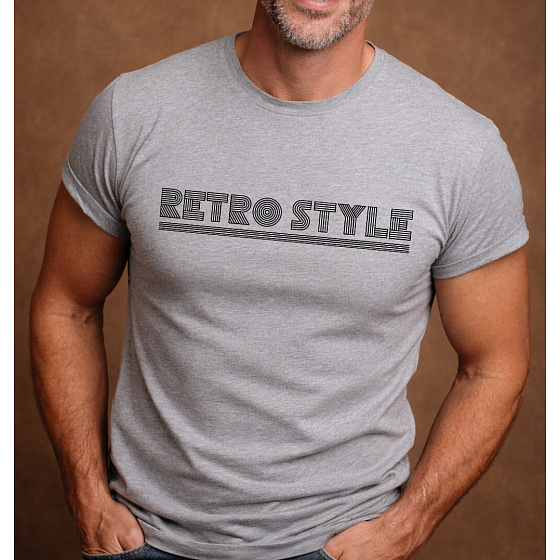 Pánské bavlněné tričko s potiskem - RETRO STYLE - šedé 