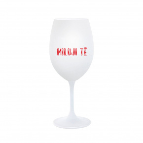 MILUJI TĚ - bílá sklenice na víno 350 ml