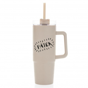 PÁTEK - béžový cestovní hrnek s průhledným víčkem 900 ml  