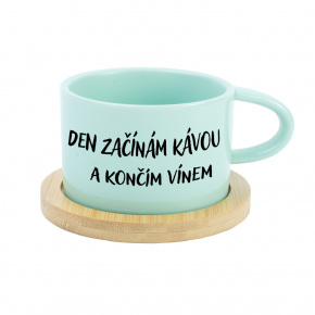 DEN ZAČÍNÁM KÁVOU A KONČÍM VÍNEM - mint hrníček makronka 200 ml