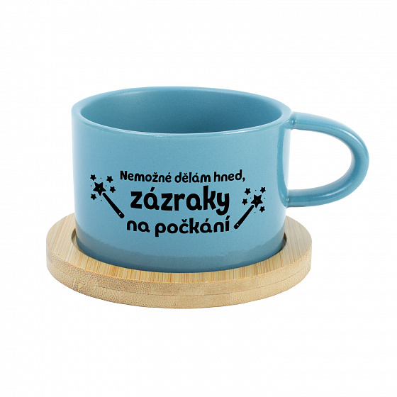 NEMOŽNÉ DĚLÁM HNED, ZÁZRAKY NA POČKÁNÍ - modrý hrníček makronka 200 ml