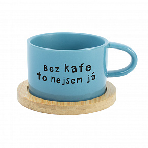 BEZ KAFE TO NEJSEM JÁ - modrý hrníček makronka 200 ml