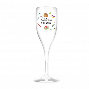 Personalizovaná nerozbitná prosecco sklenice pro paní učitelku/pana učitele (pomůcky)