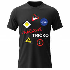Pánské bavlněné tričko s potiskem - ZNAČKOVÉ TRIČKO - černé