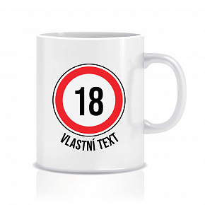 Personalizovaný klasický bílý hrníček 300 ml - narozeninová dopravní značka 