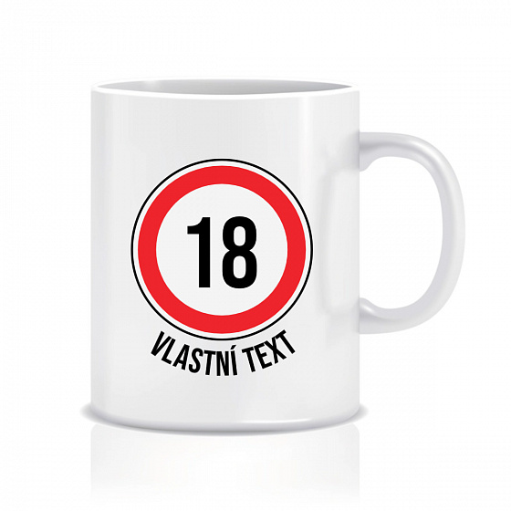 Personalizovaný klasický bílý hrníček 300 ml - narozeninová dopravní značka 