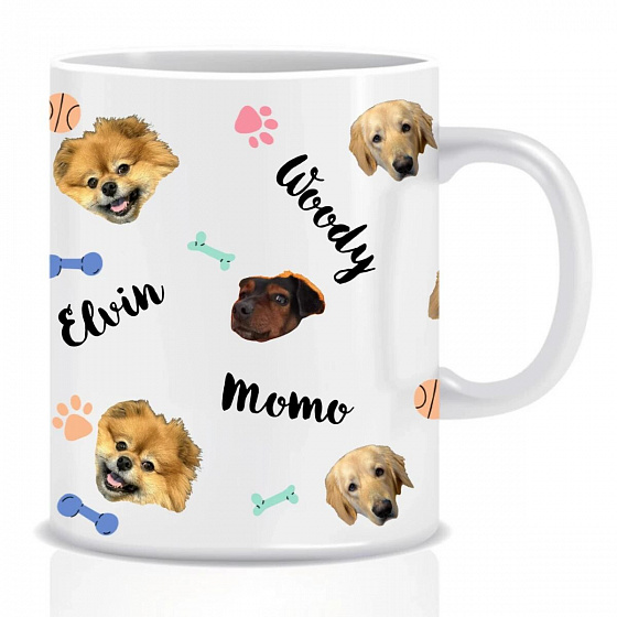 Personalizovaný klasický bílý keramický hrníček 300 ml s mazlíčky 