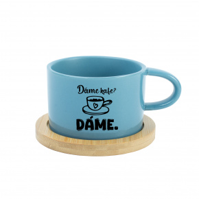 DÁME KAFE? DÁME. - modrý hrníček makronka 200 ml