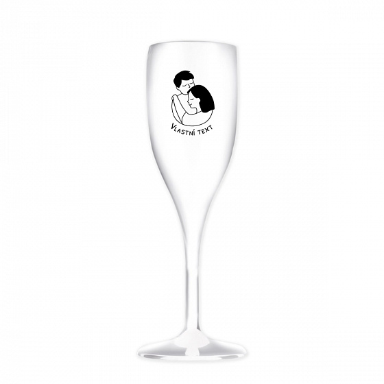 Personalizovaná nerozbitná prosecco sklenice - pár v objetí 