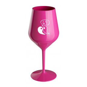 69 - růžová nerozbitná sklenice na víno 470 ml