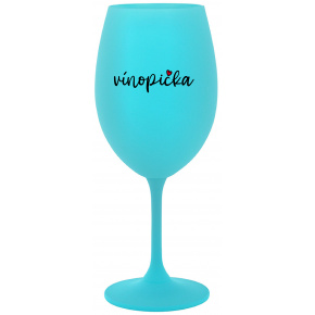 VÍNOPIČKA - tyrkysová sklenice na víno 350 ml