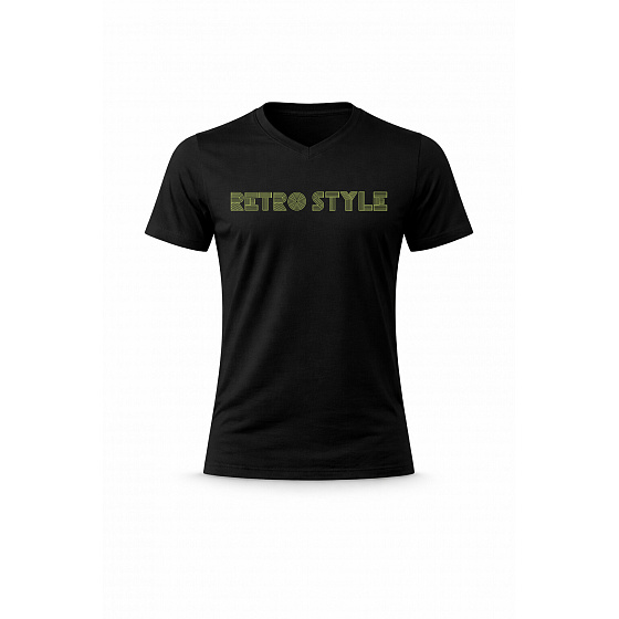 Pánské bavlněné tričko s potiskem - RETRO STYLE - černé