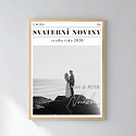 Personalizovaný magický fotoobraz v rámu 30x40 - svatební noviny
