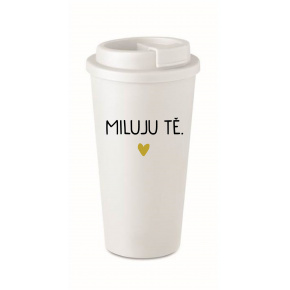 MILUJU TĚ. - bílý termohrnek 475 ml