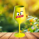 NAŠTVANÝ SMAJLÍK - žlutá nerozbitná sklenice na víno 470 ml