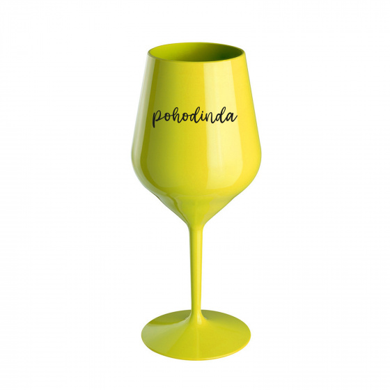 POHODINDA - žlutá nerozbitná sklenice na víno 470 ml