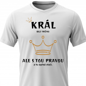 Pánské bavlněné tričko s potiskem - KRÁL BEZ TRŮNU - bílé Pánské bavlněné tričko s potiskem - KRÁL BEZ TRŮNU - bílé