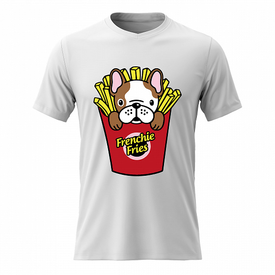 Dámské bavlněné tričko s potiskem - FRENCHIE FRIES - bílé