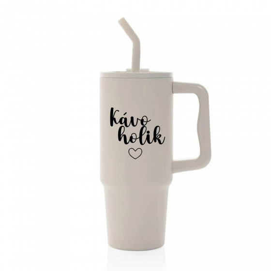 KÁVOHOLIK - béžový cestovní termohrnek 900 ml