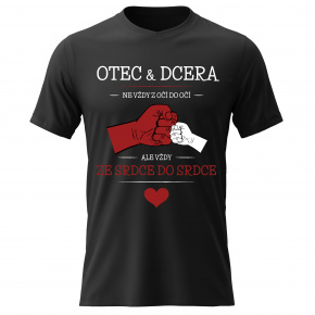 Dámské  bavlněné tričko s potiskem - OTEC & DCERA - černé